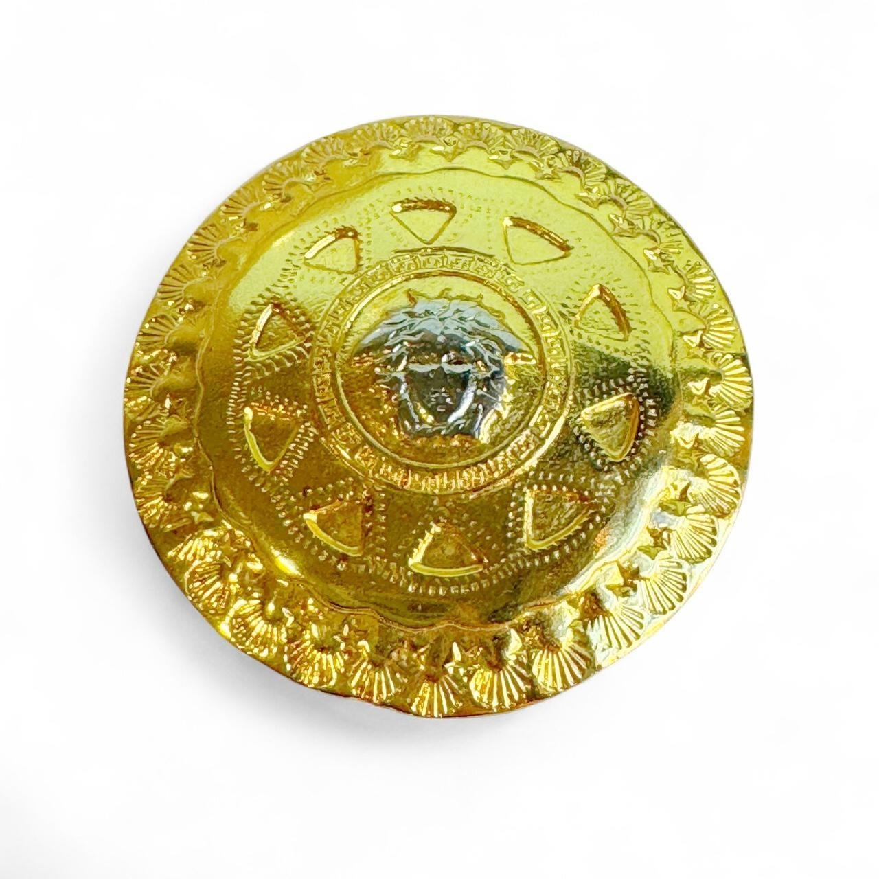 Versace Hair Clip Gold Circle Seashell With Medusa In Center